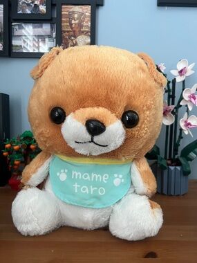 Plush Brown & White Bear with Mint Bib - Kids Stuffed Animal